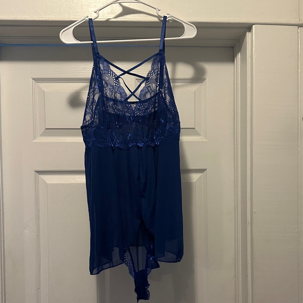 Evelust Elegant Royal Blue Lace Lingerie 3X NWOT